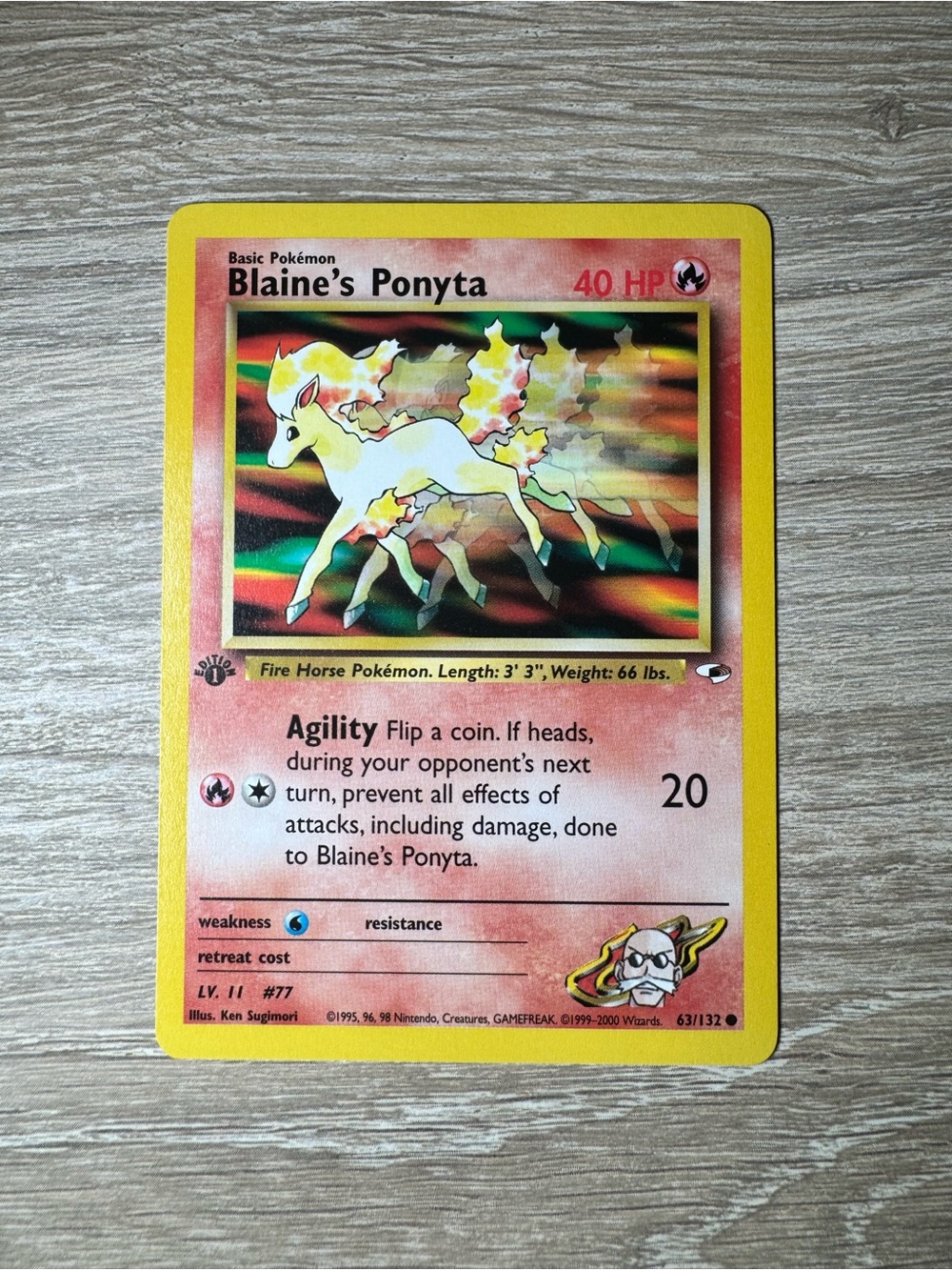 Blaine's Ponyta #63/1st Edition/Pokemon Gym Heroes